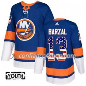 Adidas Maillot de Hockey New York Islanders Mathew Barzal 13 2017-2018 Bleu USA Flag Fashion Authentic - Enfant
